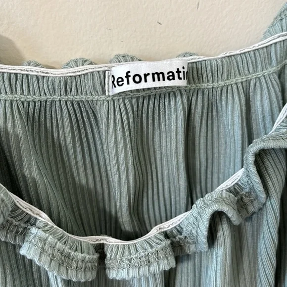 Reformation Irene Celadon Ruched Cropped Tank Top Size Medium - Picture 5 of 7